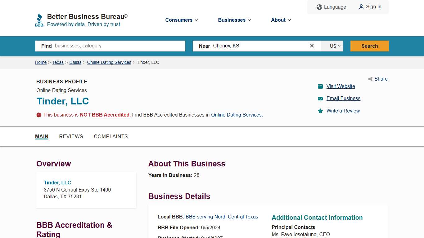 Tinder, LLC BBB Business Profile Better Business Bureau